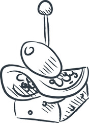 Naklejka premium Canape Skewer Snack Sketch