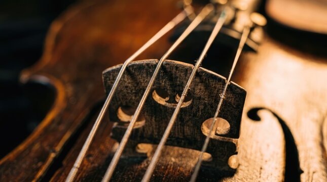 Vintage Acoustic Guitar Detail: Strings, Fretboard, and Wood Grain