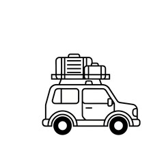 Naklejka premium Car with luggage on roof rack