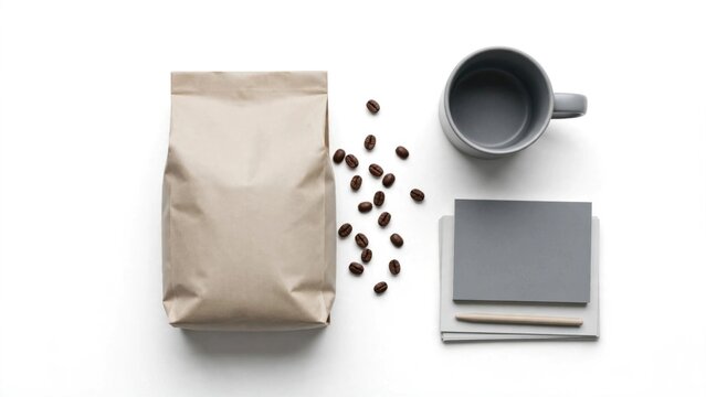 Gourmet Coffee Set with Bean Bag, Mug, and Packaging
