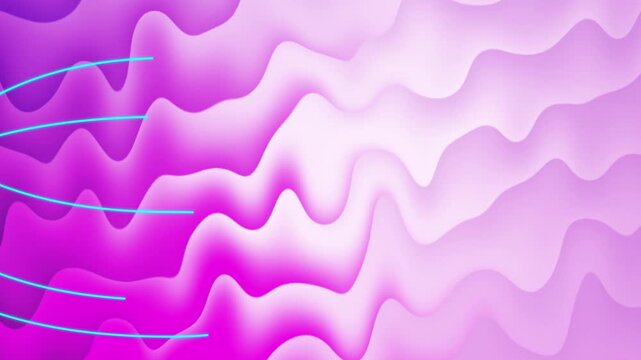 Abstract white purple diagonal fluid waves smooth flowing up gradient with modern curving waving blue line ending with flickering "thank you for watching" text at the end.