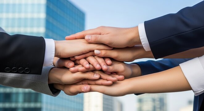 Teamwork and Collaboration - Hands Stacked Together in Unity.