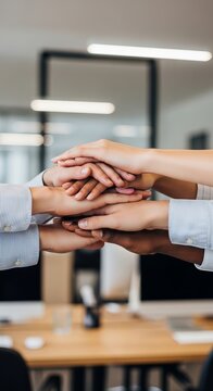 Teamwork and Collaboration - Hands Stacked Together in Unity.