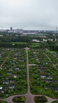 Aerial Drone View of Kumpula Allotment Gardens, Helsinki, Finland