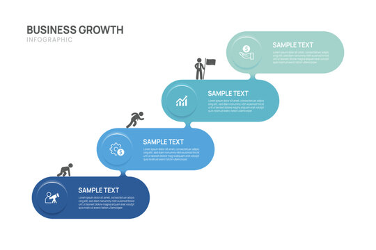 Business Infographic Timeline Template with 4 Step process, label and circle design for business and presentation Vector Illustration.