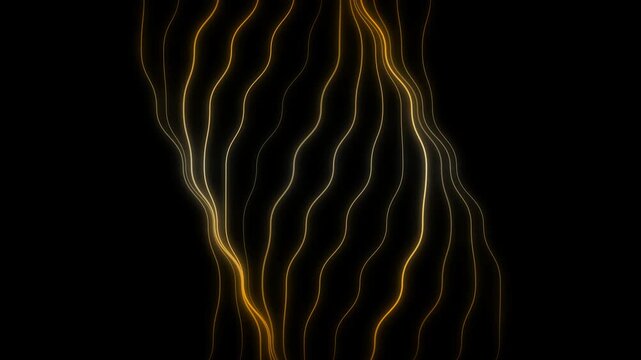 Abstract flowing golden lines on black background