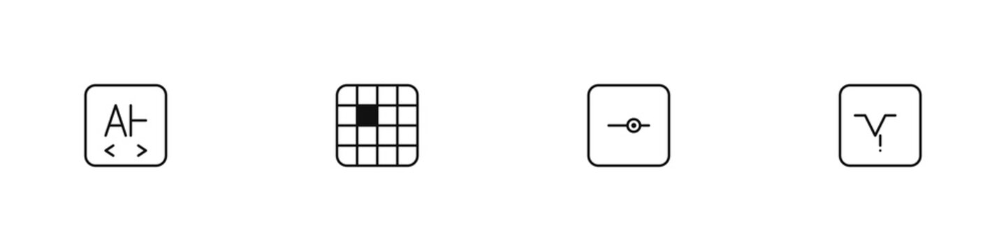 Glyph Kerning and Font Hinting Line Icon Set - Glyph Kerning, Font Hinting, Variable Font, Ligature Substitution
