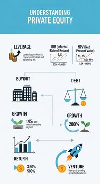 Understanding Private Equity - Leverage, IRR, NPV, Buyout, Growth, Return, Venture.