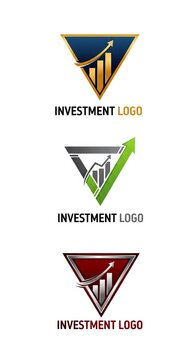 Investment Logo Designs with Triangle and Growth Chart Elements.