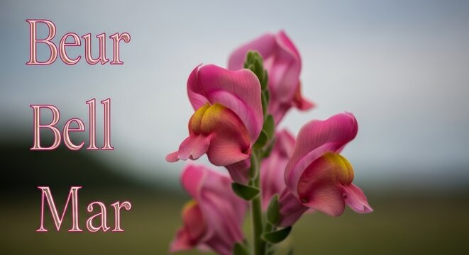 Snapdragon flowers in bloom with text overlay, a vibrant floral display.