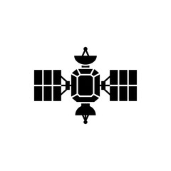Space satellite vector icon with solar panels for telecommunication concept. © MD