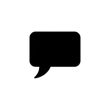 Black speech bubble icon representing communication message text or online chat.