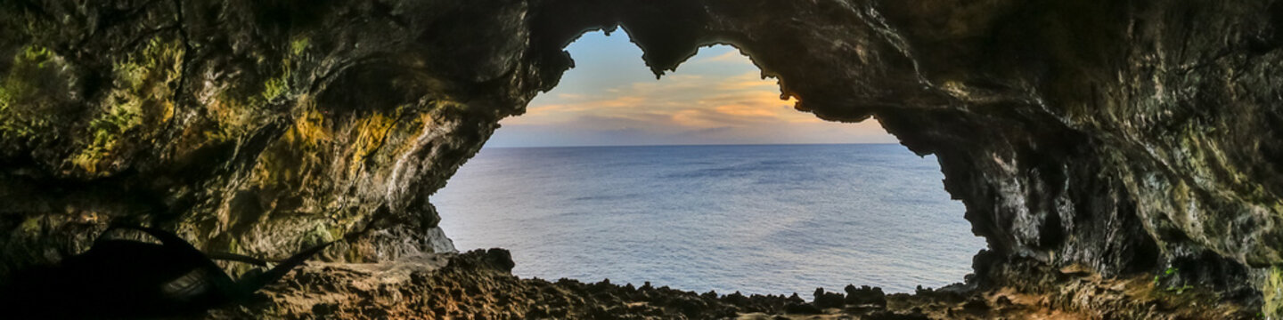 Ana Kakenga, Cave of the Two Windows, Overlooking the Pacific Ocean on Easter Island, Rapa Nui, Chile