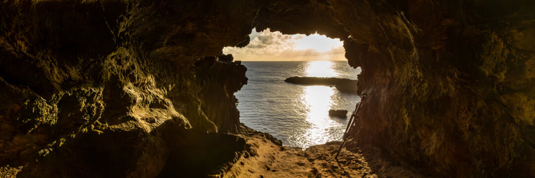Ana Kakenga, Cave of the Two Windows, Overlooking the Pacific Ocean on Easter Island, Rapa Nui, Chile
