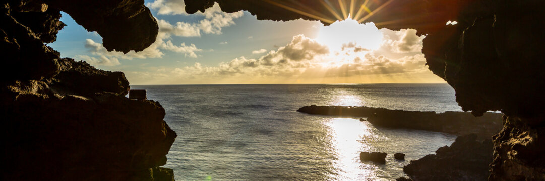 Ana Kakenga, Cave of the Two Windows, Overlooking the Pacific Ocean on Easter Island, Rapa Nui, Chile