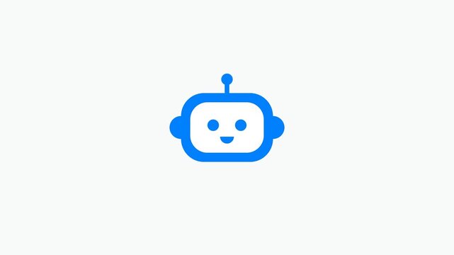 Blue Chatbot Robot Icon Animation On White Background