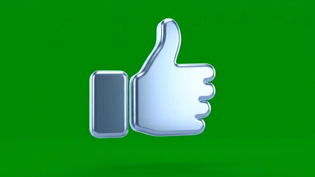 3d animated thumbs up like icon on green screen chroma key background