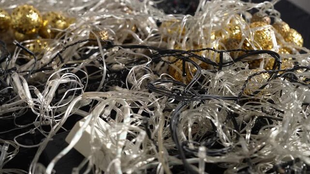 Christmas waste. Broken light sets and electric candleholders are waste electrical equipment