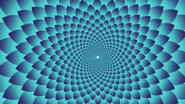 Abstract Spiral Geometric Pattern with Repeating Shapes and Optical Illusion
