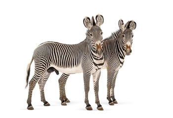 Naklejka premium Grevy's zebras standing side by side looking forward