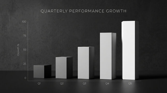 Modern dark 3D bar chart displaying financial performance growth perfect for corporate investment reports and professional business analytics