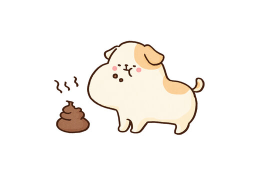 Dog eating its own excrement, canine coprophagia or abnormal pet behavior concept