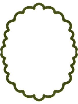 Green scalloped oval border with a handmade feel