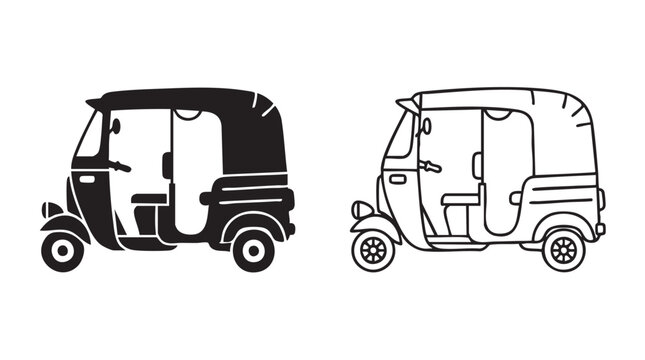 auto rickshaw vector icon set, transportation design