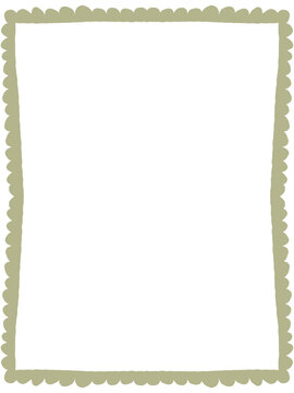 Hand drawn scallop border in muted olive green