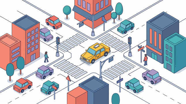City taxi car road town tree street map way cab drive bus suv van hub