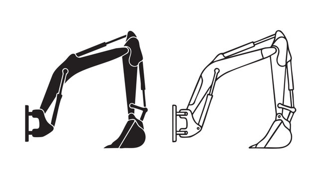 backhoe loader icon set, construction equipment design