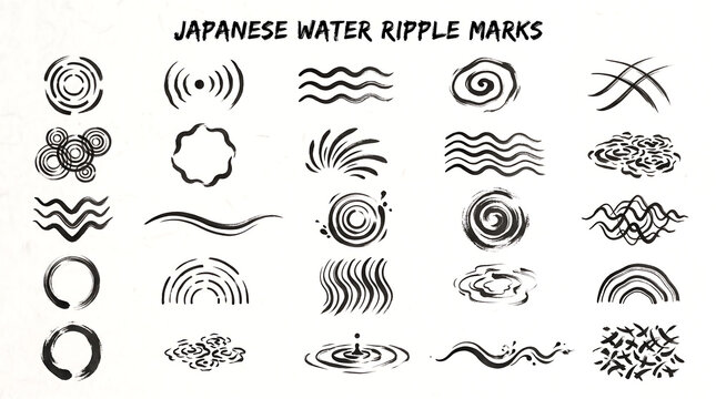 Japanese Water Ripple Marks Brush Strokes for Artistic Creations