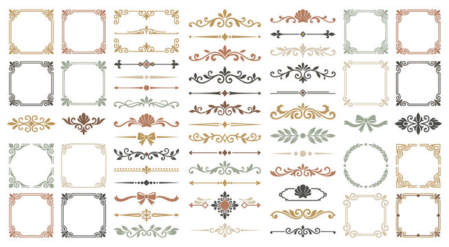 Vintage colored frames collection for invitation decor.