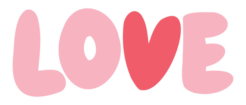 手描きの丸みのあるかわいい「LOVE」の文字