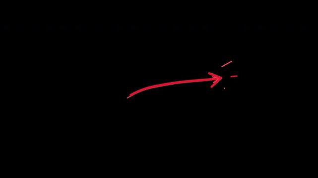 Animated red arrow sketch motion graphic with arrowhead animation, direction pointer, progress indicator, forward motion