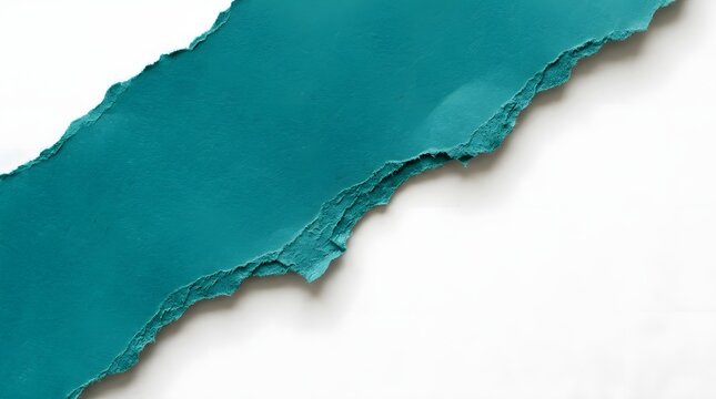 Paper diagonal ribbon displaying textured torn edges divides a blank white canvas.