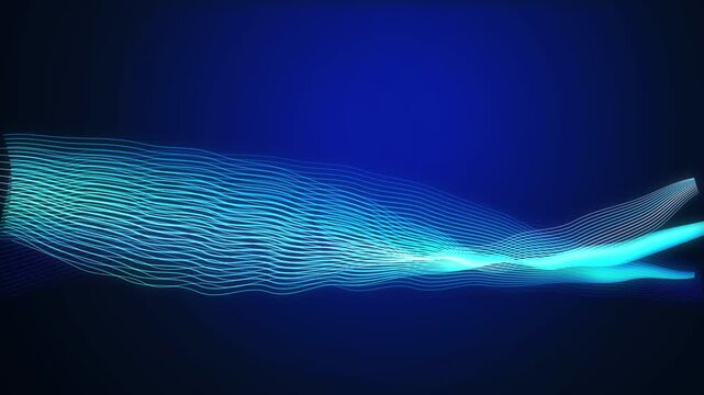 Abstract blue and turquoise wavy line pattern motion graphic background seamless loop