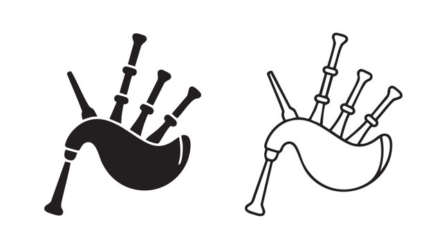 bagpipes icon set, musical instrument illustration