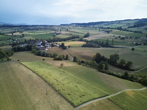 View of the hamlet of Meienberg, Sins, Freiamt, Canton of Aargau, Switzerland
