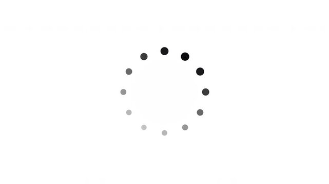 Animated loading spinner dots rotating in circle, seamless loop footage