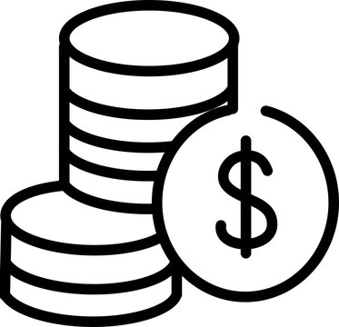 Coins Stack Dollar Icon Vector Line Art - Money Financial Savings Graphic
