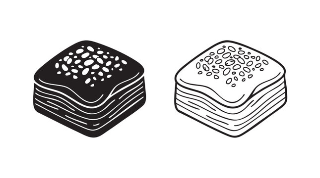 baklava icon set, dessert illustration, sweet treat design