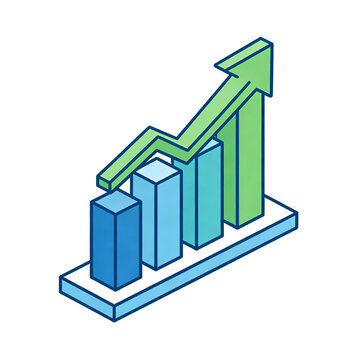 Upward Bar Chart with Rising Arrow, Business Growth Graph