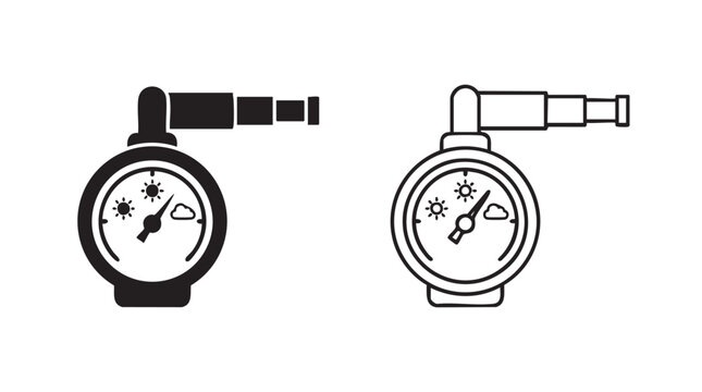 barometer gauge icon set with weather symbols