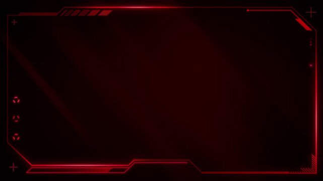 Red technology frame. Cyber ​​techno board frame. Red technology background illustration. Shape animation for your text in a futuristic modern 4K style on a red background, sci-fi style HUD element.