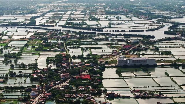 Vast Fish Ponds Of Pangasinan - Philippines Milkfish Aquaculture Landscape