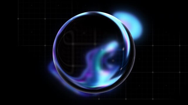 Opener intro graphic sphere. Greeting design preset greeting blue liquid sphere. Glowing blue neural sphere. glass sphere glows with cyan pink energy swirls. Futuristic sci-fi core motion loop.