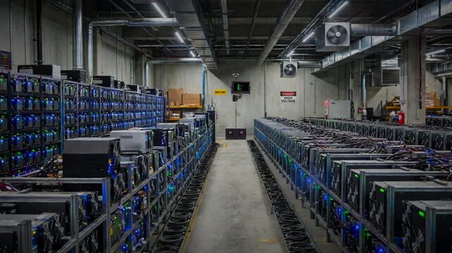 Bitcoin mining farm interior