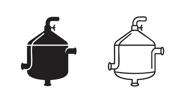 biogas digester tank icon set, industrial equipment design