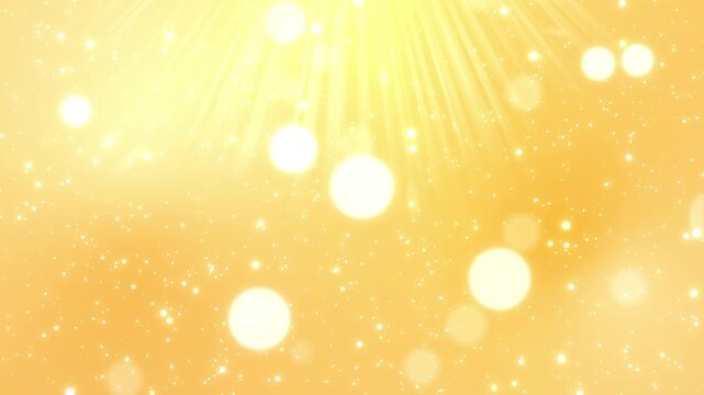 上部から差し込む光線とゴールドに輝く光粒子・玉ボケの豪華な背景イラスト素材